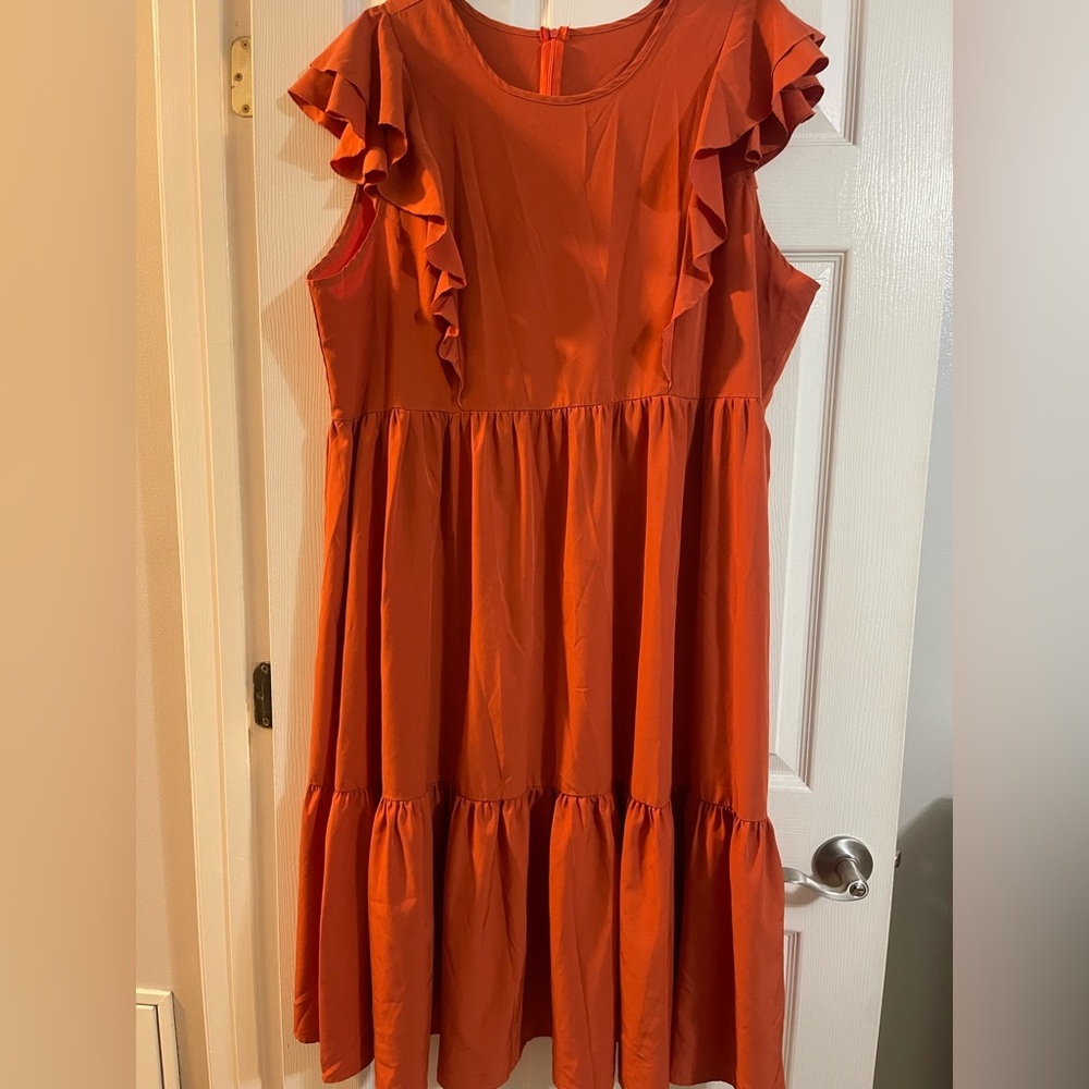 SHEIN Orange Ruffle Dress